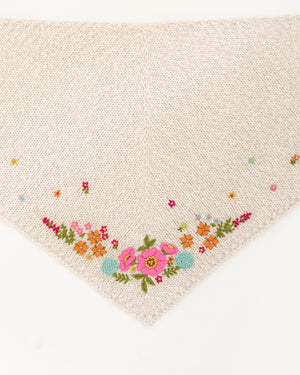 Fleurish Shawlette Knitting Kit and Embroidery Bundle